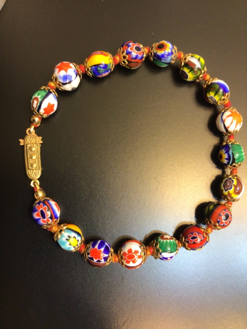 Vintage Multi-Colored Venetian Murano Millefiori Glass Beads Bracelet - Picture 2 of 14
